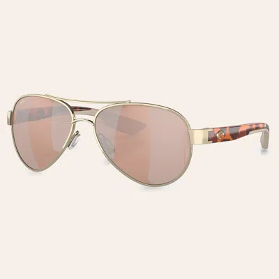 Costa Loreto Rose Gold & Copper Mirror Polarized Sunglasses In Neutral