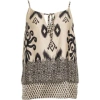 COSTA MANI BORDER SLEEVELESS TOP IN SAND WITH BLACK PRINT