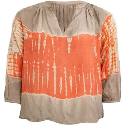 Costa Mani Snake Tie Dye Blouse In Sand / Coral In Neutrals