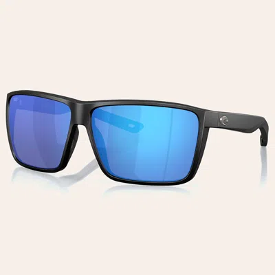 Costa Men's Black Frame Blue Mirror Polarized Sunglasses