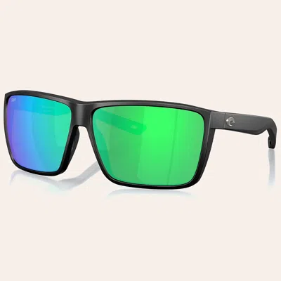 Costa Men's Black Frame Green Mirror Polarized Sunglasses