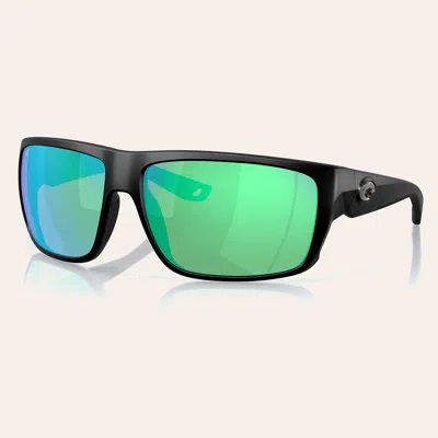 Costa Men's Black Frame Green Mirror Polarized Sunglasses