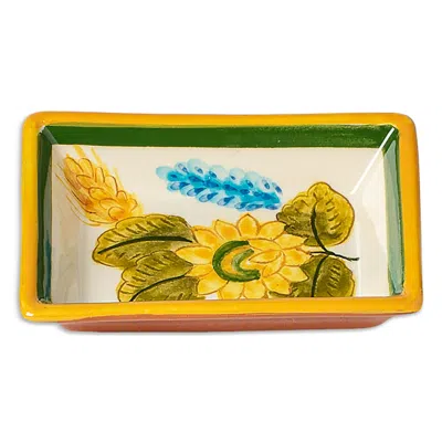 Costa Nova Alentejo Terracotta Hand-painted Dipping Plate In Yellow