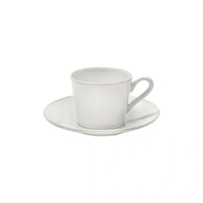 Costa Nova Beja Stoneware Teacup And Saucer In White