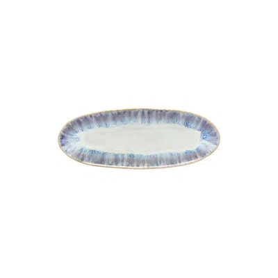 Costa Nova Brisa Oval Plate/platter Ria Blue In White;ria Blue
