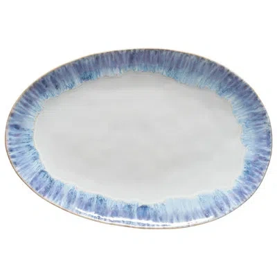 Costa Nova Brisa Ria Blue 16" Oval Platter In White;ria Blue