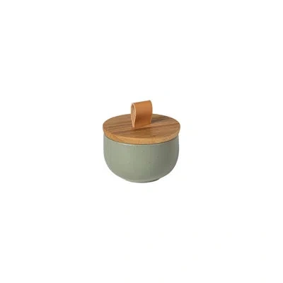Costa Nova Casafina Pacifica Salt Cellar With Wood Lid In Green