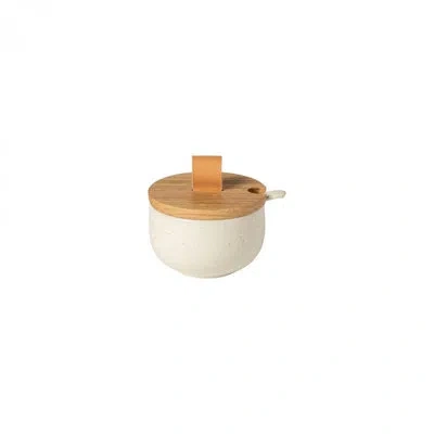 Costa Nova Casafina Pacifica Sugar Bowl With Wood Lid In Vanilla