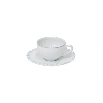 Costa Nova Coffee Cup And Saucer Pearl In White