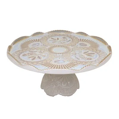 Costa Nova Cristal Footed Plate In Nacar