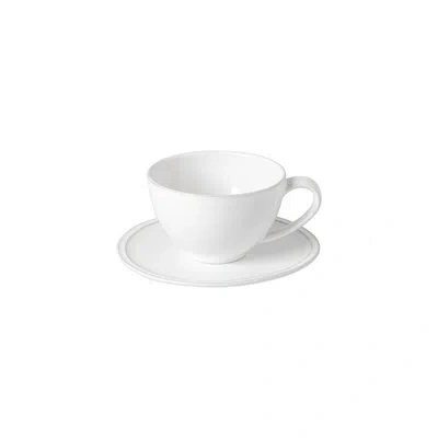 Costa Nova Friso Stoneware Teacup And Saucer In White