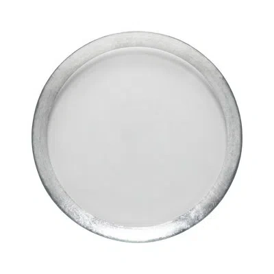 Costa Nova Glass Band Charger Plate In White,silver
