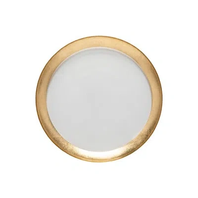 Costa Nova Glass Band Dinner Plate In Gold,white
