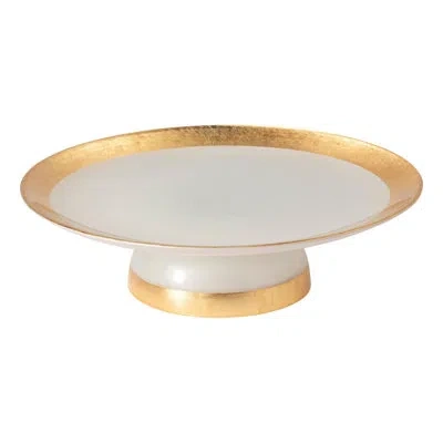 Costa Nova Glass Band Footed Plate In Gold