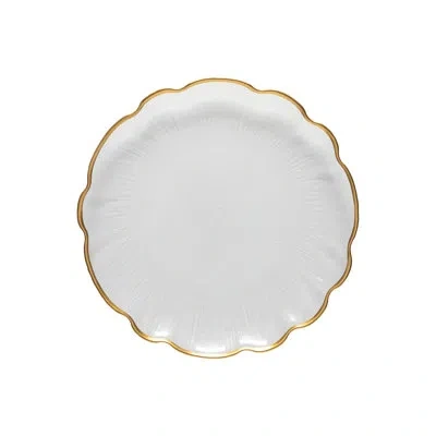Costa Nova Glass Rimmed Dinner Plate In Gold,white