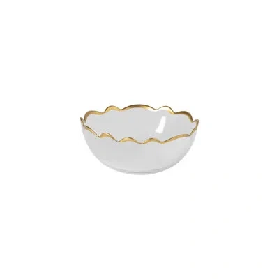 Costa Nova Glass Rimmed Soup/cereal Bowl In Gold,white