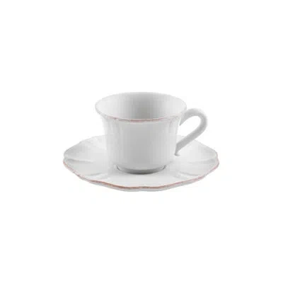 Costa Nova Impressions Stoneware Teacup And Saucer In White