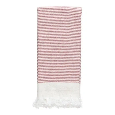 Costa Nova Kitchen Towel Terry In White,classic Red