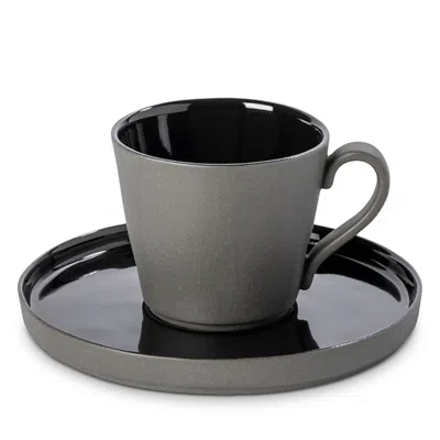 Costa Nova Lagoa Eco Gris Tea Cup & Saucer In Black