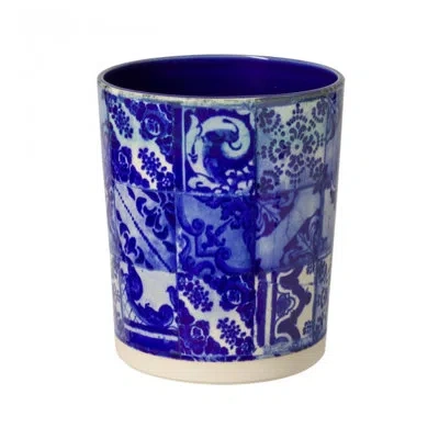 Costa Nova Lisboa Bath Waste Basket, Blue Tile/white In Blue;white