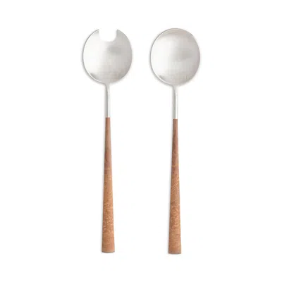 Costa Nova Mito Cable 2 Piece Salad Serving Set In Wood