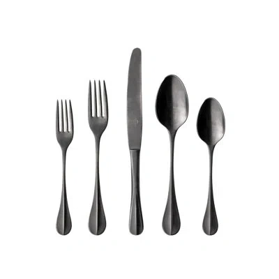 Costa Nova Nau Flatware 5 Pieces In Antique Black