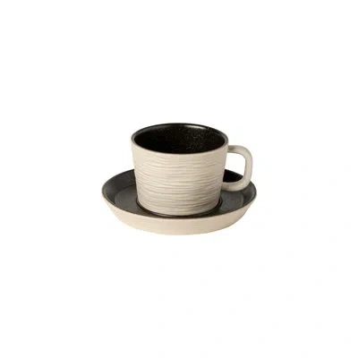 Costa Nova Nótos Stoneware Teacup And Saucer In Black