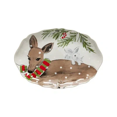 Costa Nova Oval Platter In White,brown,red,green