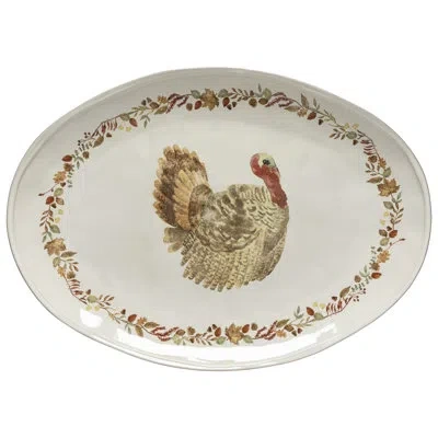 Costa Nova Oval Platter/turkey Platter In Cream,brown,red