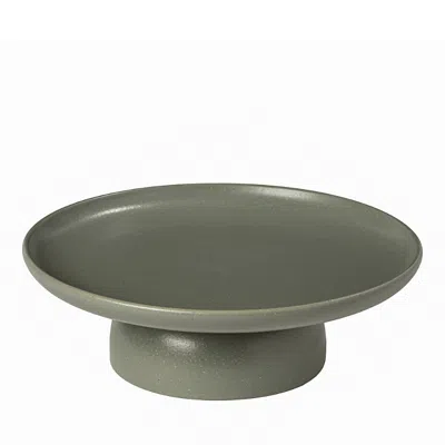 Costa Nova Pacifica Footed Stoneware Plate In Artichoke Green