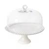 Costa Nova Pearl Footed Cake Plate With Glass Dome, Large In White