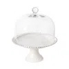 Costa Nova Pearl Footed Cake Plate With Glass Dome, Medium In White