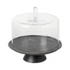 Costa Nova Set Footed Cake Plate With Glass Dome In Black