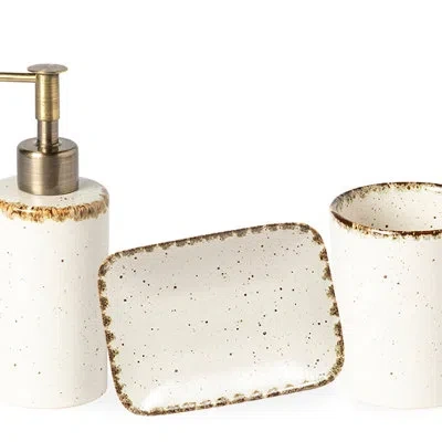 Costa Nova Set/3 Bath Accessories In Aglio