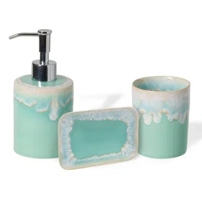 Costa Nova Set/3 Bath Accessories In Aqua