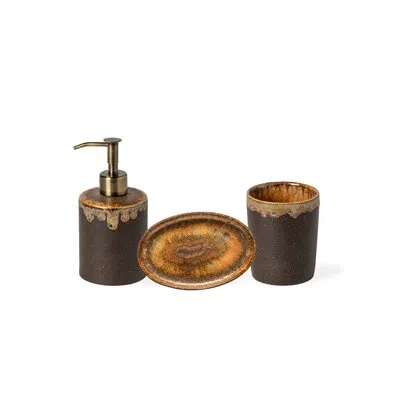 Costa Nova Set/3 Bath Accessories In Mocha Latte