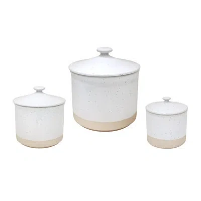 Costa Nova Set/3 Canisters In Ivory,white
