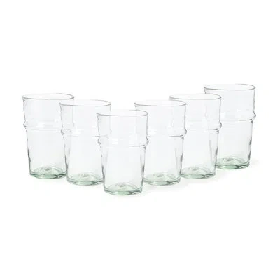 Costa Nova Set/6 Recycled Tall Glass Tumblers In Clear Gray