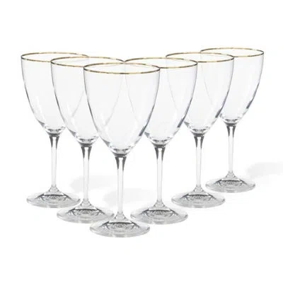 Costa Nova Set/6 Water Glasses With Golden Rim In Clear