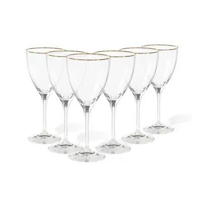 Costa Nova Set/6 Wine Glasses With Golden Rim In Clear