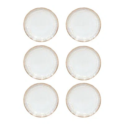 Costa Nova Taormina 10.75'' Stoneware Dinner Plate , Set Of 6 In White;gold