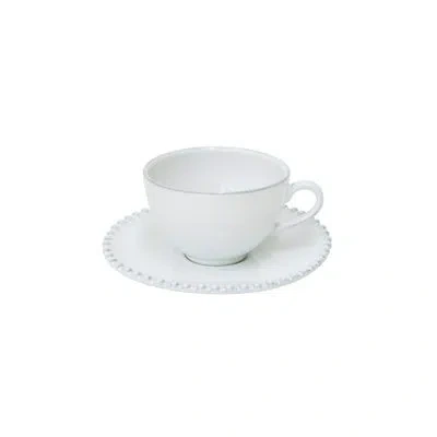 Costa Nova Tea Cup And Saucer Pearl In White