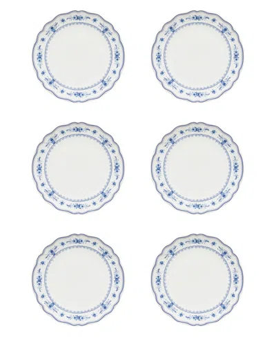 Costa Nova Vila Floral Pattern Dinner Plates, Set Of 6 In Blue