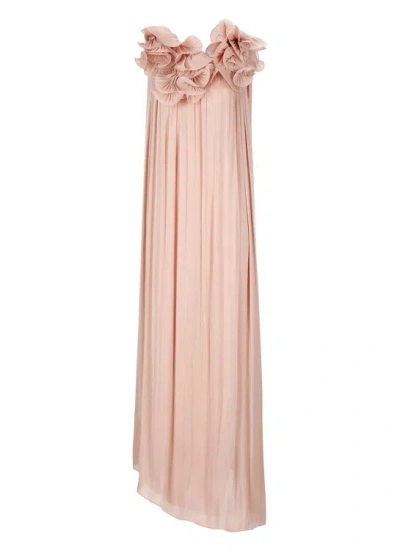 Costalleros Pink Costarellos Georgette One-shoulder Dress