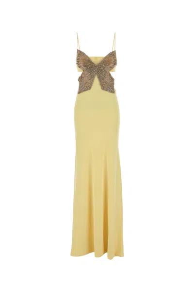 Costarellos Pastel Yellow Crepe Azmira Long Dress