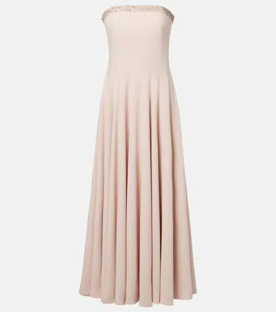 Costarellos Aldina Crystal-embellished Crêpe Midi Dress In Neutral