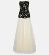 Costarellos Alessi Embellished Tulle Gown In White