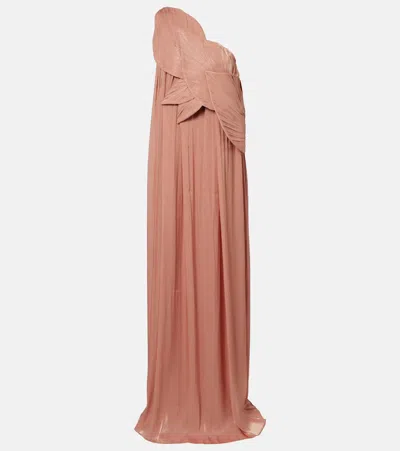 Costarellos Amabel One-shoulder Pleated Gown In Pink