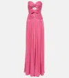 Costarellos Ambria Gathered Cutout Gown In Pink