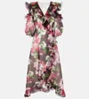 Costarellos Aria Ruffled Silk Organza Maxi Dress In Red